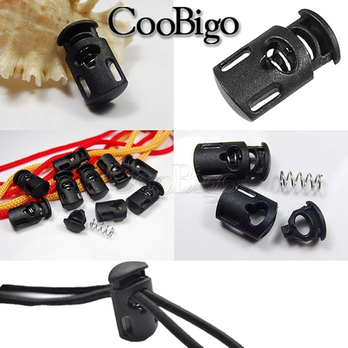 10 Meter 3mm(1/8Inch) Elastic Bungee Shock Cord Stretch String, 25 pcs Plastic Cord Locks Spring Toggle Stopper for Drawstring Backpack Shoelaces
