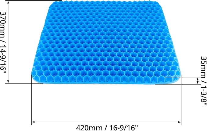 QWORK Gel Seat Cushion, Gel Cushion, Cool & Breathable & Non-Slip for Car, Office, Home, Wheelchair (Blue, 40 x 35 x 3.2 cm)