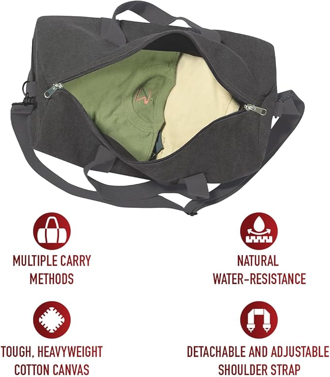 Rothco Heavy-Duty Canvas Shoulder Duffle Bag - Rugged Travel Gym Gear Equipment Bag