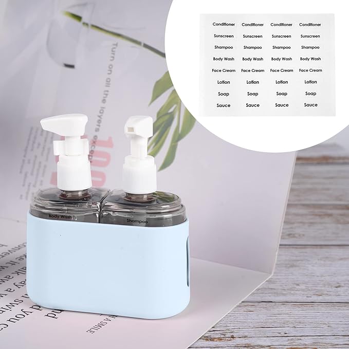 Yamadura Travel bottles for Toiletries, TSA Approved Travel Containers, Refillable, Portable, Spray Bottles and Pump Bottles with Labels for Creams, Perfumes and Shampoos (Blue)