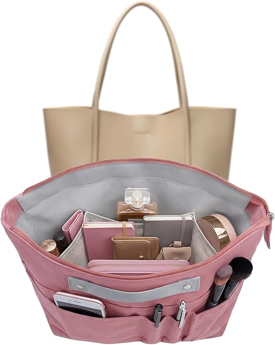 VANCORE Purse Organizer Insert for Handbags,Tote Bag Organizer Insert with Zipper Bag,Premium Handbag Organizer Inside Liner for Women with 15 Pockets