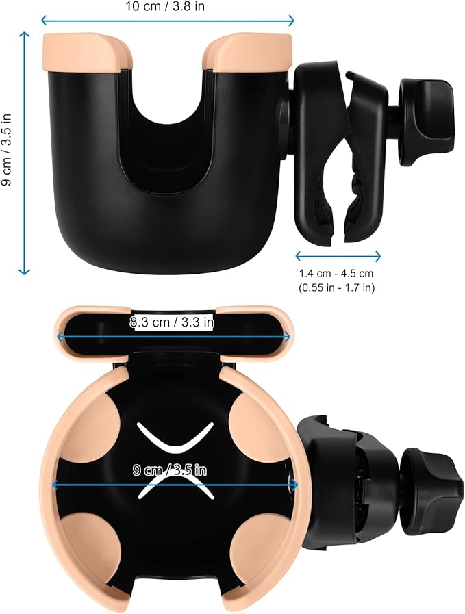 Accmor Stroller Cup Holder with Phone Holder, Bike Cup Holder, Universal Cup Holder for Uppababy Nuna Doona Strollers, 2-in-1 Cup Phone Holder for Stroller Bike Wheelchair Walker Accessory