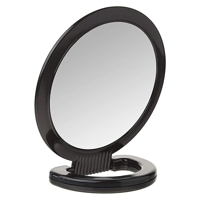 Diane Hand Mirror – Double-Sided 1X and 3X Magnification, Lightweight Portable Handheld Mirror with Handle, Ideal for Makeup, Shaving, & Everyday Beauty, Compact Size for Travel & Gym – 6" Diameter