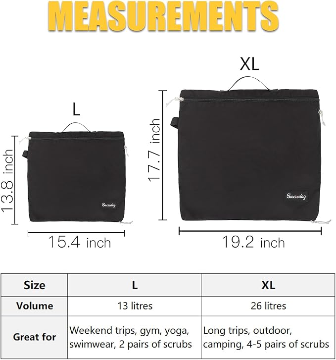 Mesh Laundry Bag Travel Bags-Small Hanging Wash Delicates Reusable Dirty Bag, Travel, Gym, Healthcare Workers, Laundry, Sports, Fitness, Swimwear, Camping, Wet Clothes. L (Black)