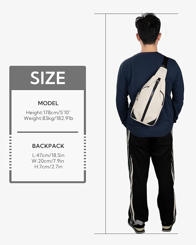 WATERFLY Medium Crossbody Sling Backpack Anti Theft Backpack for Traveling Chest Shoulder Bag