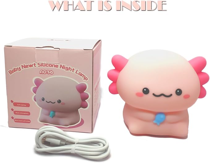 Axolotl Silicone Night Light, Cute Animal LED Bedside Lamp for Bedroom