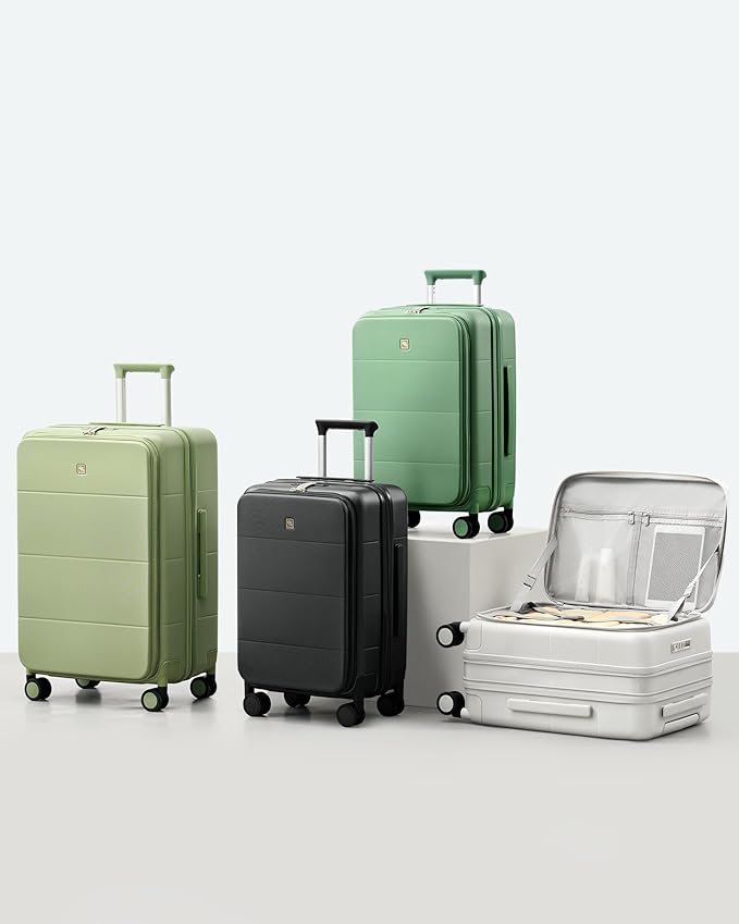 Hanke Hardside Expandable Carry On Luggage, 20 Inch Top Opening Trunk Luggages with Spinner Wheels, All-PC Hard Shell Carry-On Suitcase, Lightweight & TSA Airline Approved (Forest Green, 46L)