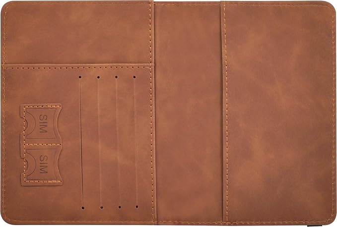 Passport Holder, Passport Cover with Credit Card Slot and Boarding Pass Slot Combo, Passport Wallet Case Book Travel Must Have, RFID Blocking Leather Travel Accessories, Brown