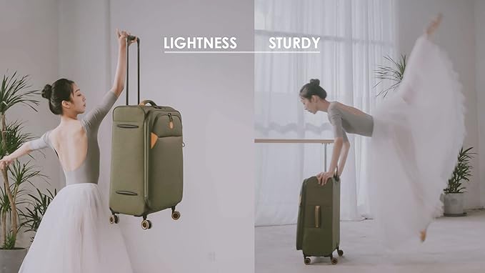Verage Cambridge Lightweight 2 Piece Luggage Sets,Softside Expandable Spinner Wheel Suitcase,Green,2-Piece Set(20/29)