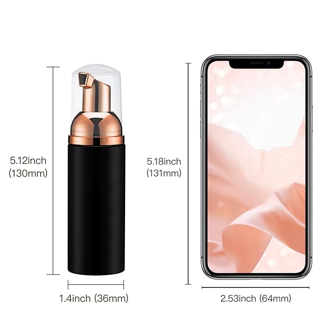 2oz Foam Pump Bottle (30PCS) Empty Travel Foaming Dispenser for Hand Soap, Lash Cleanser, Shampoo (60ml, Rose Gold &Black