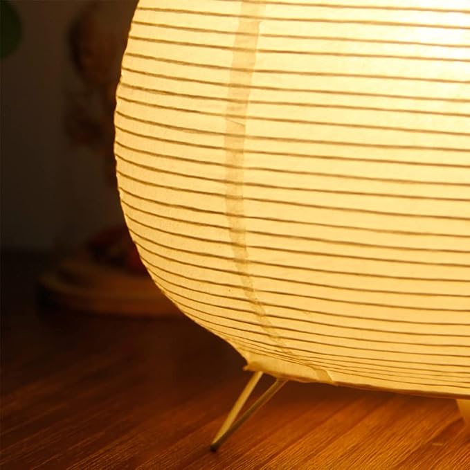 Small Table Lamp, Cute Paper Lamp, Ambient Lighting Lamp, Cozy Bedside Lamp, Minimalist Warm Glow Light for Bedroom Living Room Kids Room Dorm (White, 8inch)