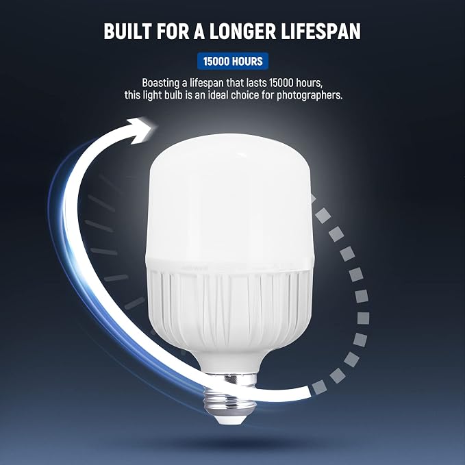 NEEWER E26 35W LED Light Bulbs, 2 Packs, 3150 Lumens/5700K/CRI 93+/15000h Lifespan, Bright Video Photography Lighting, Silent/No Flicker/Non Dimmable 350W Incandescent Equivalent | 15000h Lifespan, Bright Video Photography Lighting, Silent, No Flicker,...
