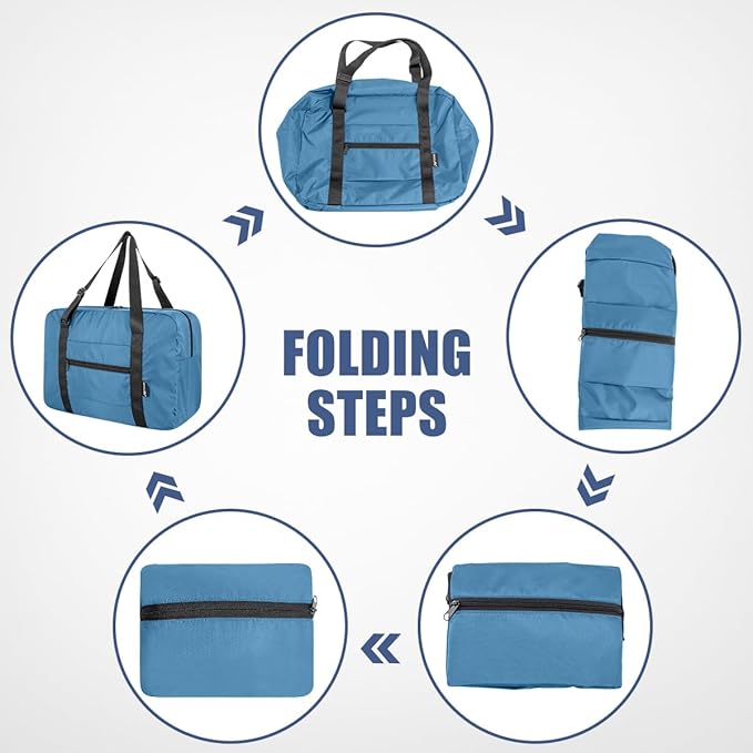 Foldable Travel Duffle Bag, Airlines Approved Carry On Bag Weekender Overnight Bag for Men Women, 23L (Airforce blue)