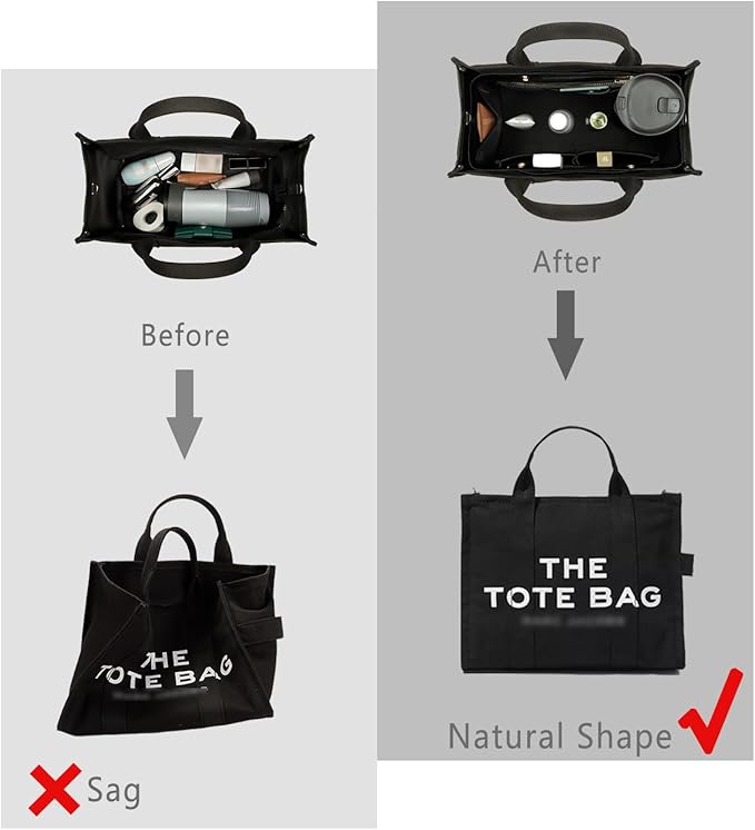 ZTUJO Purse Organizer Insert For Handbag & Tote Shaper,Tote Bag Organizer Insert For Speedy Neverful, 6 Sizes(Small, Silky Black)