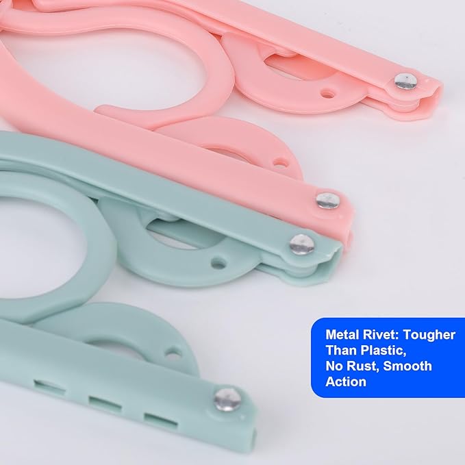 10 Pack Foldable Travel Hangers - Folding Hangers & Collapsible Hooks for Cruise/RV/Hotel/Dorm - Space-Saving Portable, Lightweight Compact Travel Essentials (Assorted Colors)