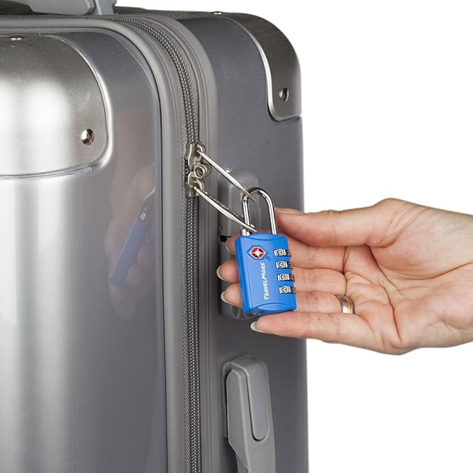 5 Pack TSA Luggage Locks with 4 Digit Combination – Heavy Duty Set Your Own Padlocks for Travel, Baggage, Suitcases & Backpacks - Blue