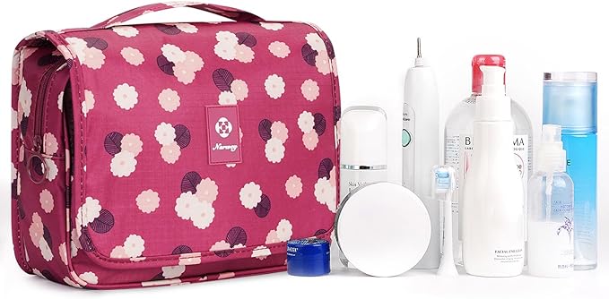 Narwey Small Hanging Travel Toiletry Bag for Women, Travel Bag for Toiletries, Makeup Bag Organizer Make Up Bags Cosmetic Bags for Girls