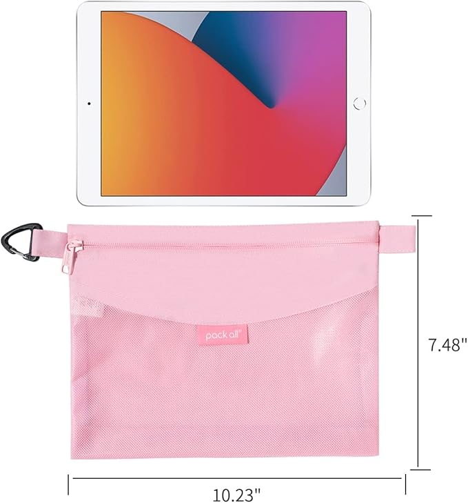 pack all Water-resistant Material Zipper Pouch, Mesh Zipper Bags for Storage, Travel, Office (Pink, Medium)