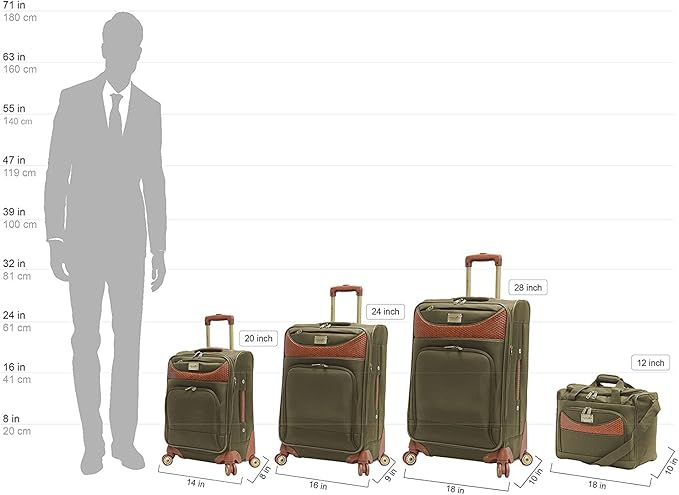 Pathfinder Luggage Sets with Spinner Wheels, Softside Expandable 20" 24" 28" Suitcase Carry-On 15 Inch Tote Bag
