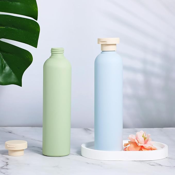 TIESOME 2Pcs 260ml Squeeze Bottles, Refillable Travel Containers Large Empty Dispensing Bottles with Disc Top Flip Cap Portable Leak Proof Bottle for Shampoo, Creams, Lotion, Conditioner