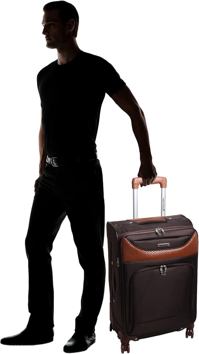 Pathfinder 24 Inch Luggage with Spinner Wheels Softside Expandable Medium Suitcase