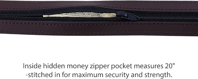 Thomas Bates Mens Deerfield Leather Money Belt Travel Zipper Pocket
