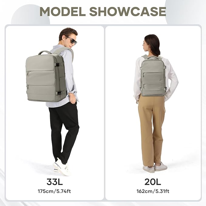 coowoz Large Travel Backpack Carry On for Women Man Waterproof Gym Backpacks with Laptop Compartment Mochila de Viaje Teacher Personal Item Backpack Rucksack Airplane Accessories Must Haves(Brown)