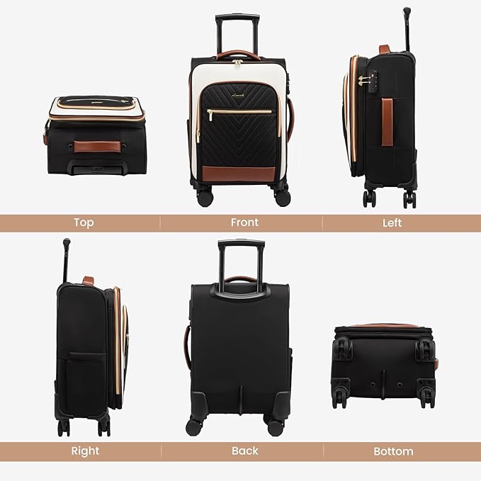 LOVEVOOK Carry On Luggage 22x14x9 Airline Approved,20 Inch Carry-on Suitcase for Women,Softside Suitcases with Wheels,Rolling Checked Luggage with TSA Lock,Lightweight Travel