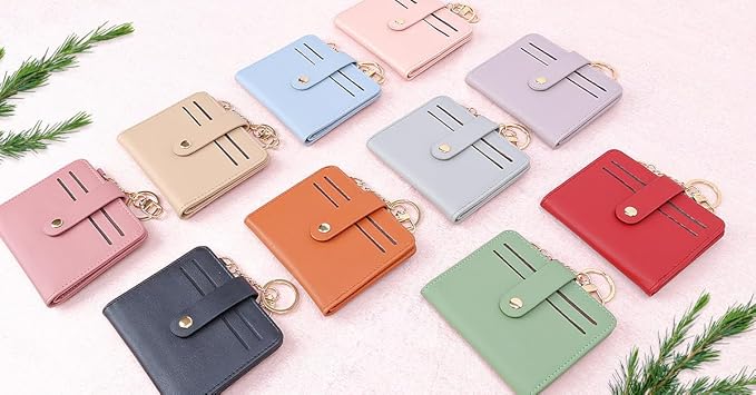 Airkit Small Wallets Woman RFID Blocking Leather Credit Card Holder - with ID Window - Card Wallets for Women - with Zipper Coin Purse - Keychain Wallet