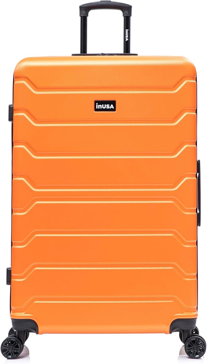 InUSA TREND Luggage with Spinner Wheels | Durable lightweight Hardside Suitcase, Travel Bag with Handle and Trolley | 32-inch Extra-Large Checked luggage | Orange