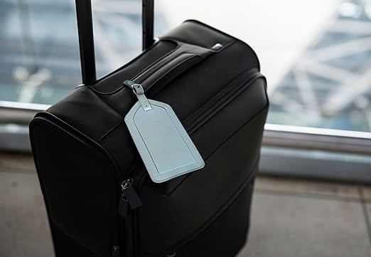Chambray Genuine Top Grain Leather Luggage Tag