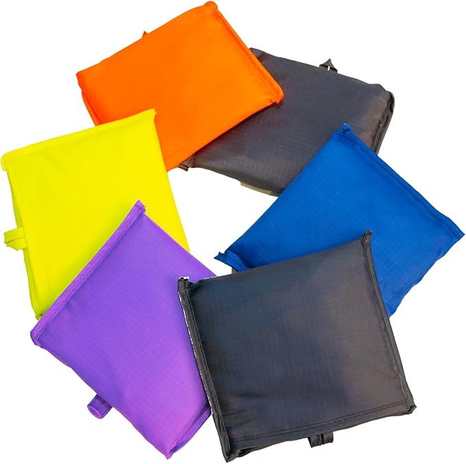 Foldable Reusable Grocery Bags – Heavy Duty 6 Pack with Handles | XL Tote for Women & Men, Market, Travel, Storage