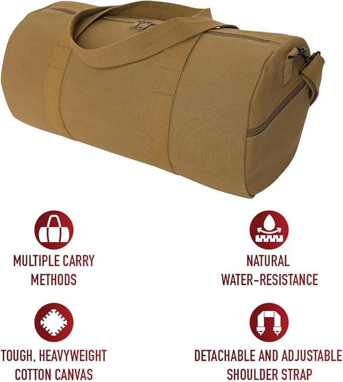 Rothco Heavy-Duty Canvas Shoulder Duffle Bag - Rugged Travel Gym Gear Equipment Bag