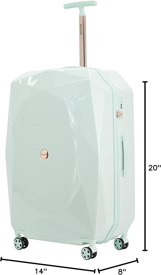 kensie Women's Gemstone Luggage Set, Mint, 20-Inch Carry-On