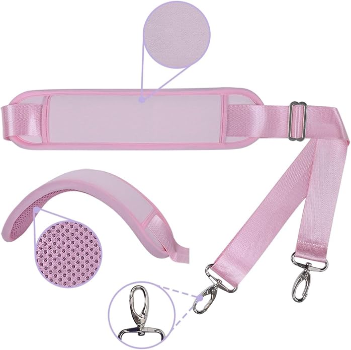 60 Inch Shoulder Strap with Removable Ultra-Thick Pad,Adjustable Buckles and Metal Hooks