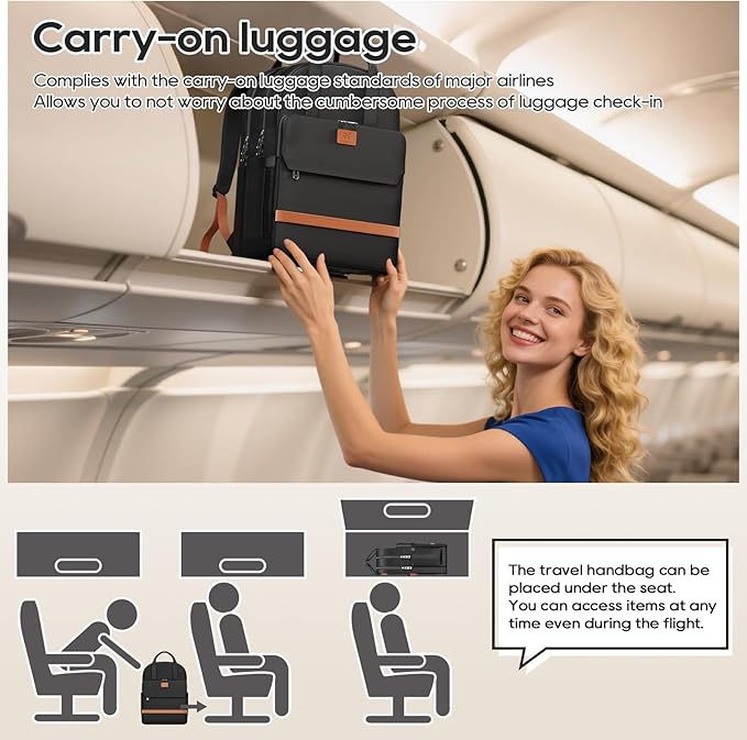 imiomo Hard Shell 20 Inch Carry on Luggage 3 Piece Set with Travel Backpack, Lightweight Hardside Carry-On Suitcase with Spinner Wheels and TSA Lock, Black
