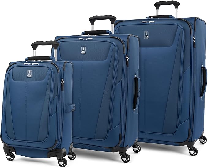 Travelpro Maxlite 5 Softside Expandable Luggage with 4 Spinner Wheels, Lightweight Suitcase, Men and Women, Sapphire Blue, 3-Piece Set (21/25/29)