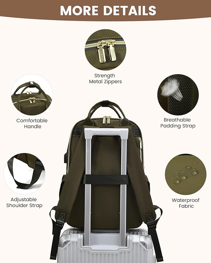 LOVEVOOK Laptop Backpack for Women 15.6 Inch Laptop Bag with USB Port, Fashion Waterproof Backpacks Teacher Nurse Stylish Travel Bags Vintage Daypacks for College Work