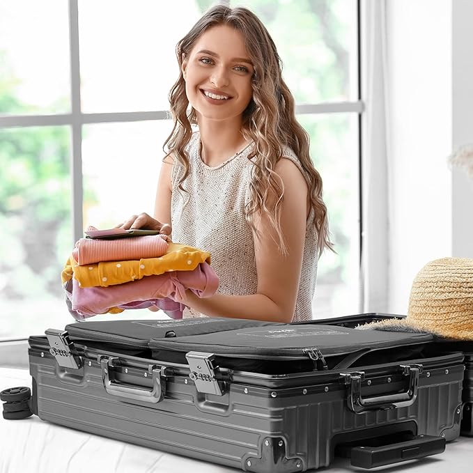 G4Free 6 Set Compression Packing Cubes, 3 sizes Travel Packing Organizers for Suitcases, Expandable Luggage Suitcase Storage Bags Set, Lightweight Packing Cubes Travel Essentials