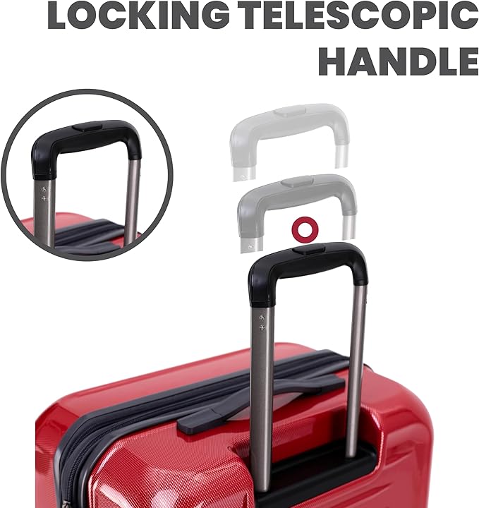 Spyder Rails Expandable Hardside Upright Suitcase with 360° Spinner Wheels, TSA Approved Lock (Red, Large Checked)