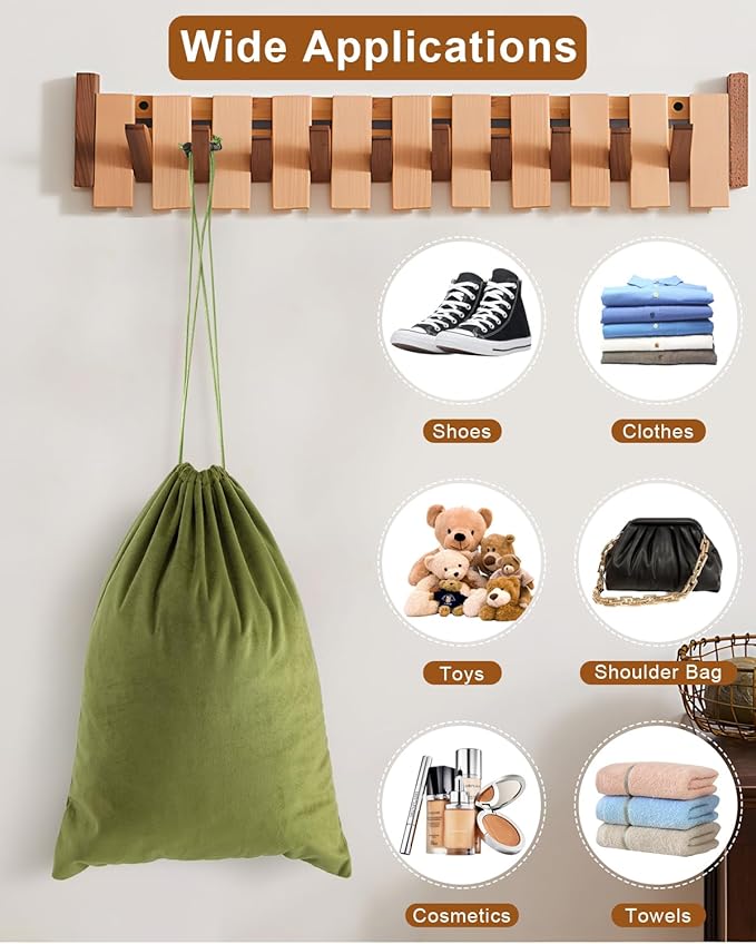 FantasyLife Shoe Bags for Travel, 17.3"x12.6" Washable Dust Bags for Storage & Packing, Flannel Shoe Pouch with Drawstring Closure for Purses, Handbags, Shoes & Toys (4, Sage Green)