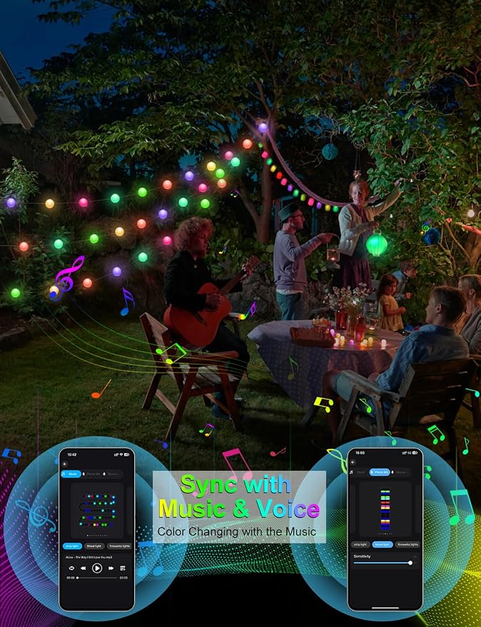 Smart Color Changing Globe String Lights APP Control for Bedroom Christmas | 33Ft 66LED, 16 Million Colors, Remote, Music Sync, Timer, Twinkle Lights for Classroom Dorm Christmas Gift Decor, USB Plug