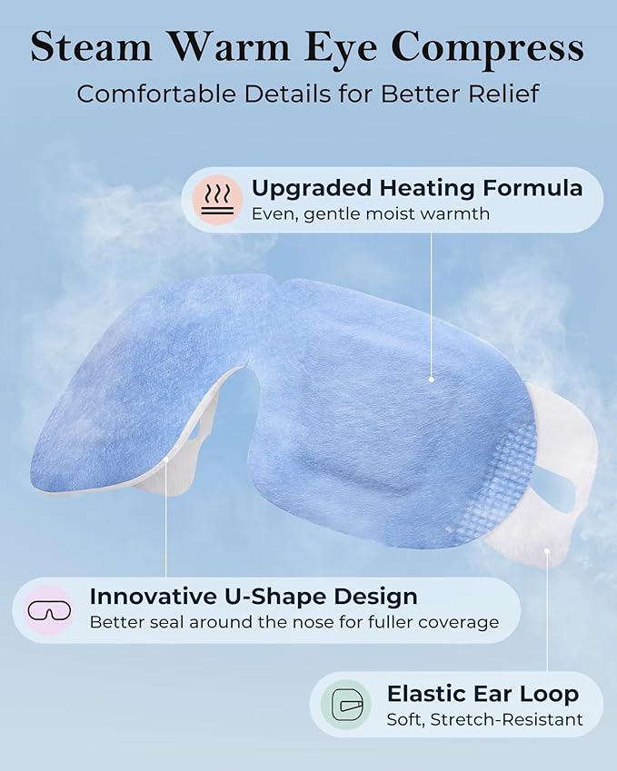 16 Pack Steam Eye Mask for Dry Eyes: Self-Heating Warm Compress for Stye Relief & Digital Eye Strain, FSA&HSA Eligible, Disposable, No Microwave, Travel & Spa Essential, Self-Care Gift, Unscented