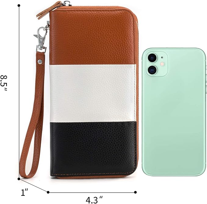 Moflycom Womens Wallet RFID Blocking Genuine Leather Multi Credit Card Large Capacity Zip Around Clutch Travel Purse Wristlet