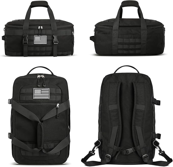 ETRONIK Gym Bags for Men Women, Carry On Luggage 22x14x9 Airline Approved, Tactical Duffle Bag with Shoe Compartment, 3 in 1 Carry on Travel Backpack with Wet Pocket, Weekender Overnight Bag, Black