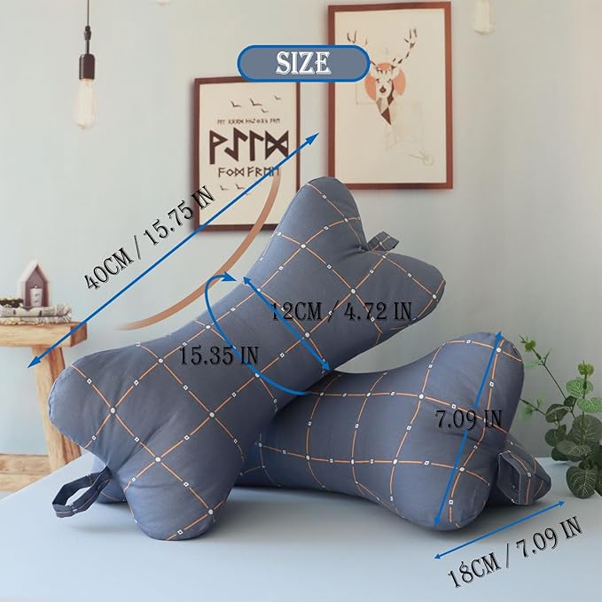 Neck & Cervical Pillows Dog Bone Shaped Travel Neck Pillows With Washable Removable Cover Have Loops On Either End For Car Bus Truck Driving Comfort Head Rest Support Neck Chiropractic Pillow ( Color
