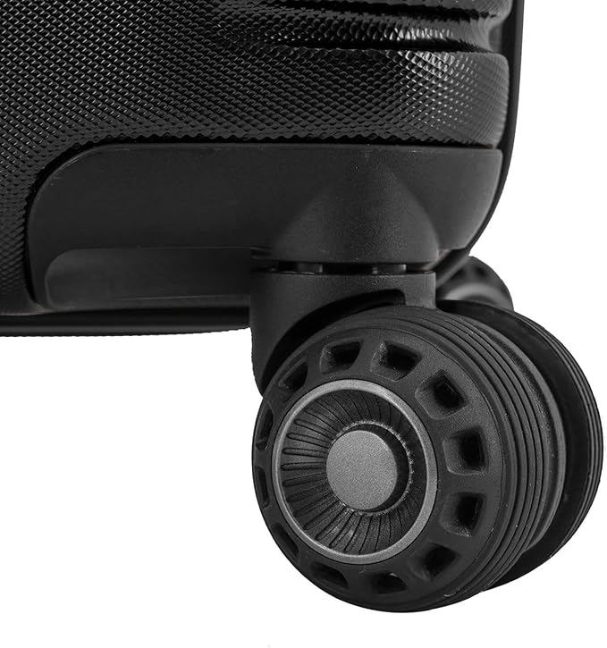 Traveler's Choice Archer Polycarbonate Hardside Spinner Luggage Set, Tie Down Straps, Black, Checked 29-Inch