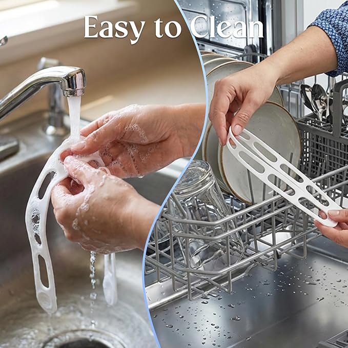 Silicone Latch Strap for Slow Cooker Lid, Pot & Food Storage - 2-Pack White, Reusable Universal Lid Lock & Adjustable Silicone Straps for Cooking