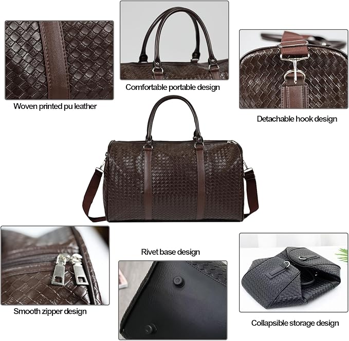 27L SmallTravel Duffle Bag Weekender Bags for Women and Men with Shoe Compartment Foldable Waterproof Toiletry Bag Hospital Bags for Labor and Delivery Gym Bag (Coffee color)