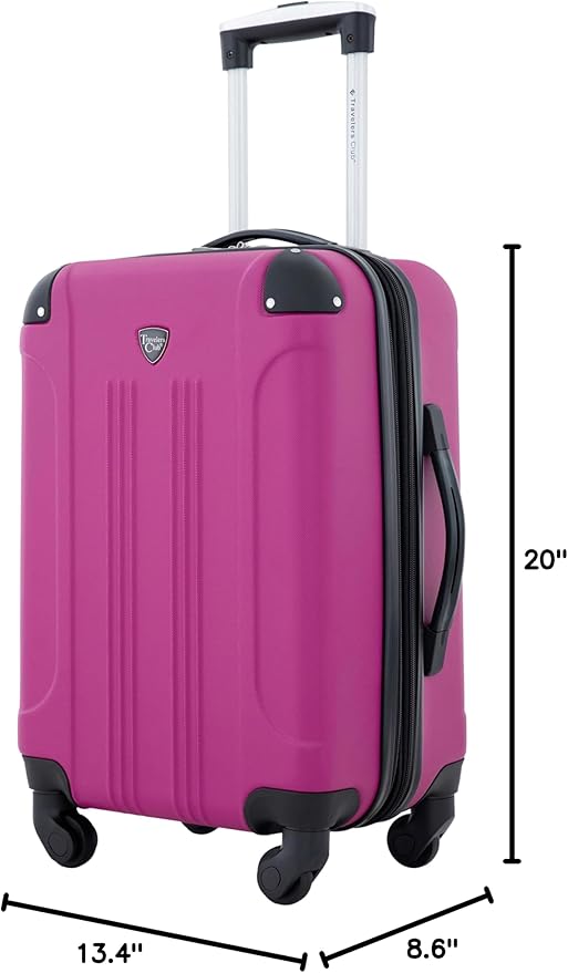 Travelers Club Chicago Hardside Expandable Spinner Luggage, Fuchsia, 22" Carry-On